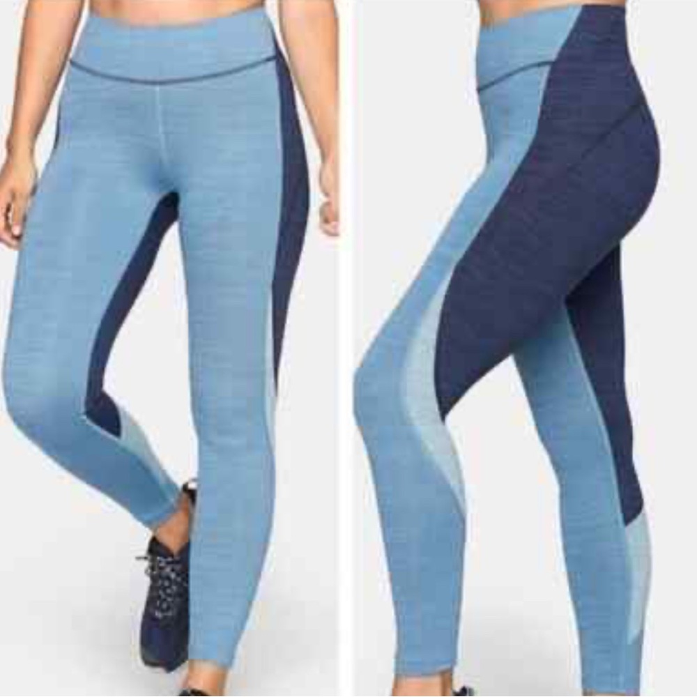 Outdoor Voices Blue Color Block Leggings
